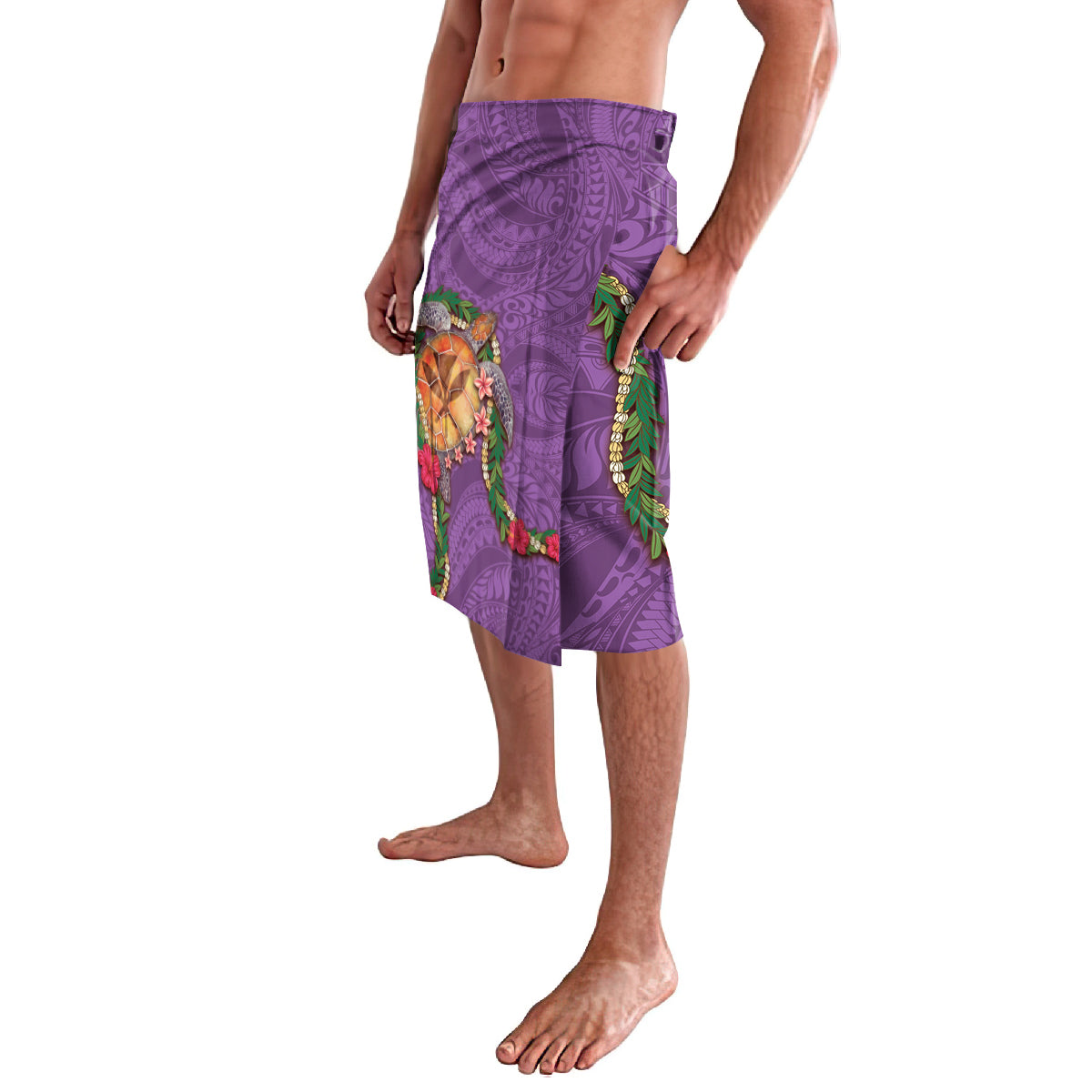 Hawaii Pikake and Maile Lei Lavalava Honu Polynesian Pattern Pink Color LT03 - Polynesian Pride