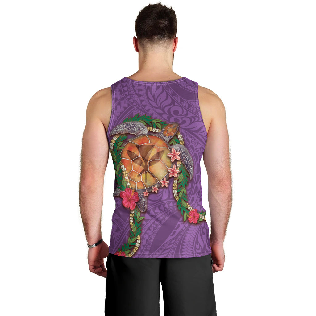 Hawaii Pikake and Maile Lei Men Tank Top Honu Polynesian Pattern Pink Color LT03 - Polynesian Pride