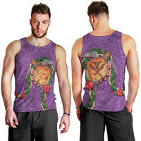 Hawaii Pikake and Maile Lei Men Tank Top Honu Polynesian Pattern Pink Color LT03 - Polynesian Pride