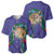 Hawaii Pikake and Maile Lei Baseball Jersey Honu Polynesian Pattern Purple Color