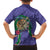 Hawaii Pikake and Maile Lei Family Matching Off The Shoulder Long Sleeve Dress and Hawaiian Shirt Honu Polynesian Pattern Purple Color