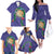 Hawaii Pikake and Maile Lei Family Matching Off The Shoulder Long Sleeve Dress and Hawaiian Shirt Honu Polynesian Pattern Purple Color