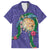 Hawaii Pikake and Maile Lei Family Matching Short Sleeve Bodycon Dress and Hawaiian Shirt Honu Polynesian Pattern Purple Color