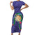 Hawaii Pikake and Maile Lei Family Matching Short Sleeve Bodycon Dress and Hawaiian Shirt Honu Polynesian Pattern Purple Color