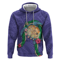 Hawaii Pikake and Maile Lei Hoodie Honu Polynesian Pattern Purple Color LT03 Pullover Hoodie Purple - Polynesian Pride