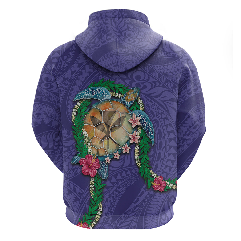 Hawaii Pikake and Maile Lei Hoodie Honu Polynesian Pattern Purple Color LT03 - Polynesian Pride