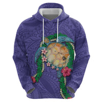 Hawaii Pikake and Maile Lei Hoodie Honu Polynesian Pattern Purple Color LT03 - Polynesian Pride