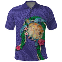 Hawaii Pikake and Maile Lei Polo Shirt Honu Polynesian Pattern Purple Color LT03 Purple - Polynesian Pride