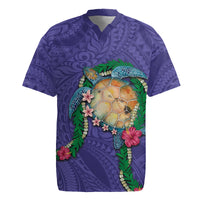 Hawaii Pikake and Maile Lei Rugby Jersey Honu Polynesian Pattern Purple Color LT03 Purple - Polynesian Pride