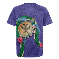 Hawaii Pikake and Maile Lei Rugby Jersey Honu Polynesian Pattern Purple Color LT03 - Polynesian Pride