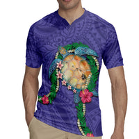 Hawaii Pikake and Maile Lei Rugby Jersey Honu Polynesian Pattern Purple Color LT03 - Polynesian Pride