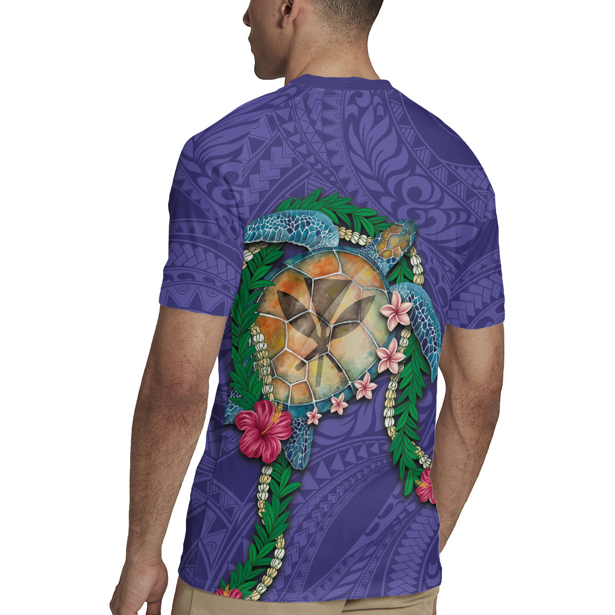 Hawaii Pikake and Maile Lei Rugby Jersey Honu Polynesian Pattern Purple Color LT03 - Polynesian Pride