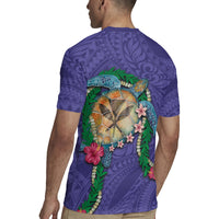 Hawaii Pikake and Maile Lei Rugby Jersey Honu Polynesian Pattern Purple Color LT03 - Polynesian Pride