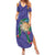 Hawaii Pikake and Maile Lei Summer Maxi Dress Honu Polynesian Pattern Purple Color