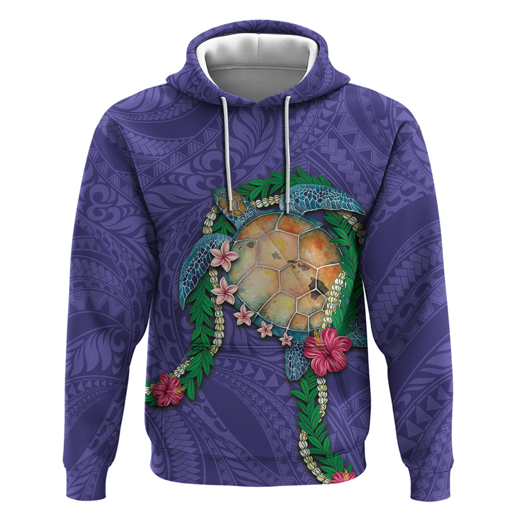 Hawaii Pikake and Maile Lei Zip Hoodie Honu Polynesian Pattern Purple Color LT03 Pullover Hoodie Purple - Polynesian Pride