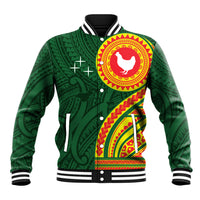 Manu'a Cession Day Baseball Jacket Polynesian Pattern LT03 Unisex Green - Polynesian Pride