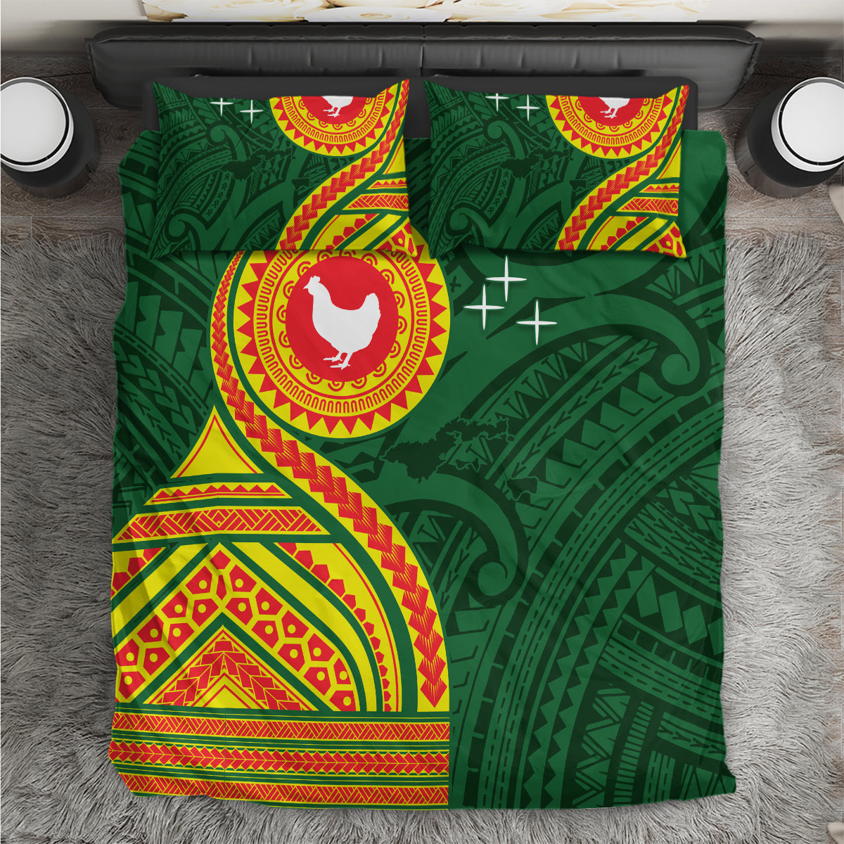 Manu'a Cession Day Bedding Set Polynesian Pattern LT03 Green - Polynesian Pride