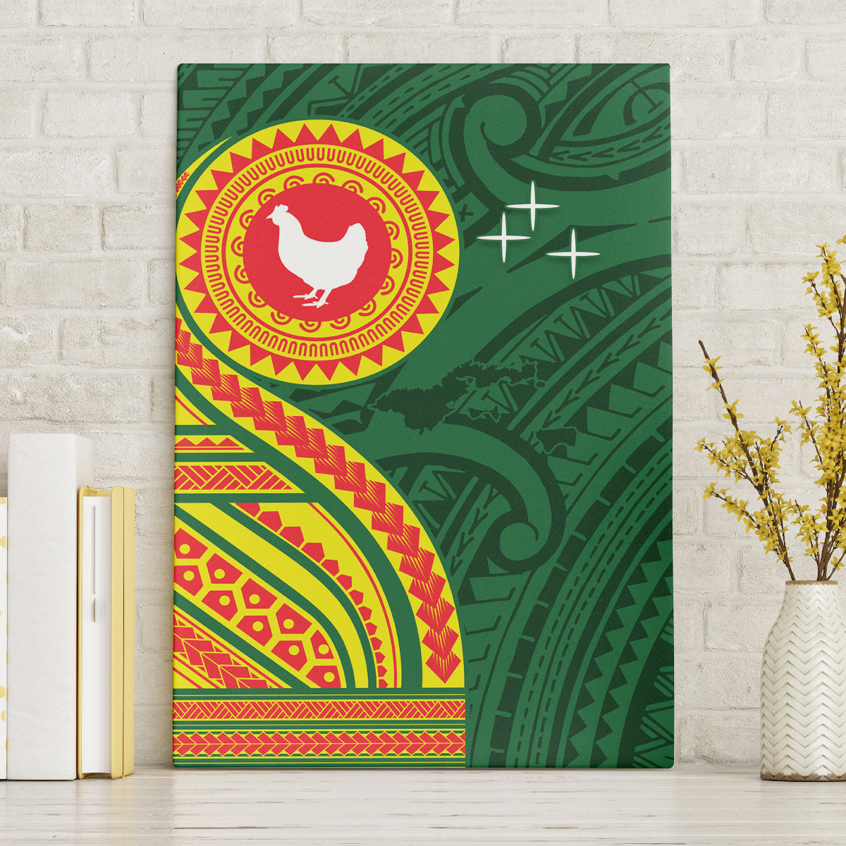 Manu'a Cession Day Canvas Wall Art Polynesian Pattern LT03 Without Frame Green - Polynesian Pride