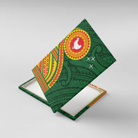 Manu'a Cession Day Canvas Wall Art Polynesian Pattern LT03 With Frame Green - Polynesian Pride