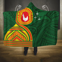 Manu'a Cession Day Hooded Blanket Polynesian Pattern LT03 One Size Green - Polynesian Pride