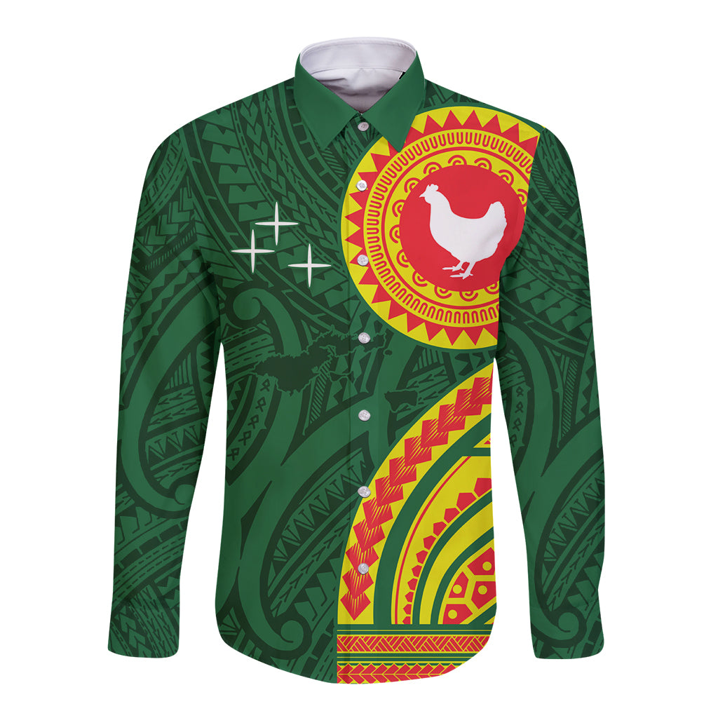 Manu'a Cession Day Long Sleeve Button Shirt Polynesian Pattern LT03 Unisex Green - Polynesian Pride