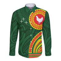 Manu'a Cession Day Long Sleeve Button Shirt Polynesian Pattern LT03 Unisex Green - Polynesian Pride