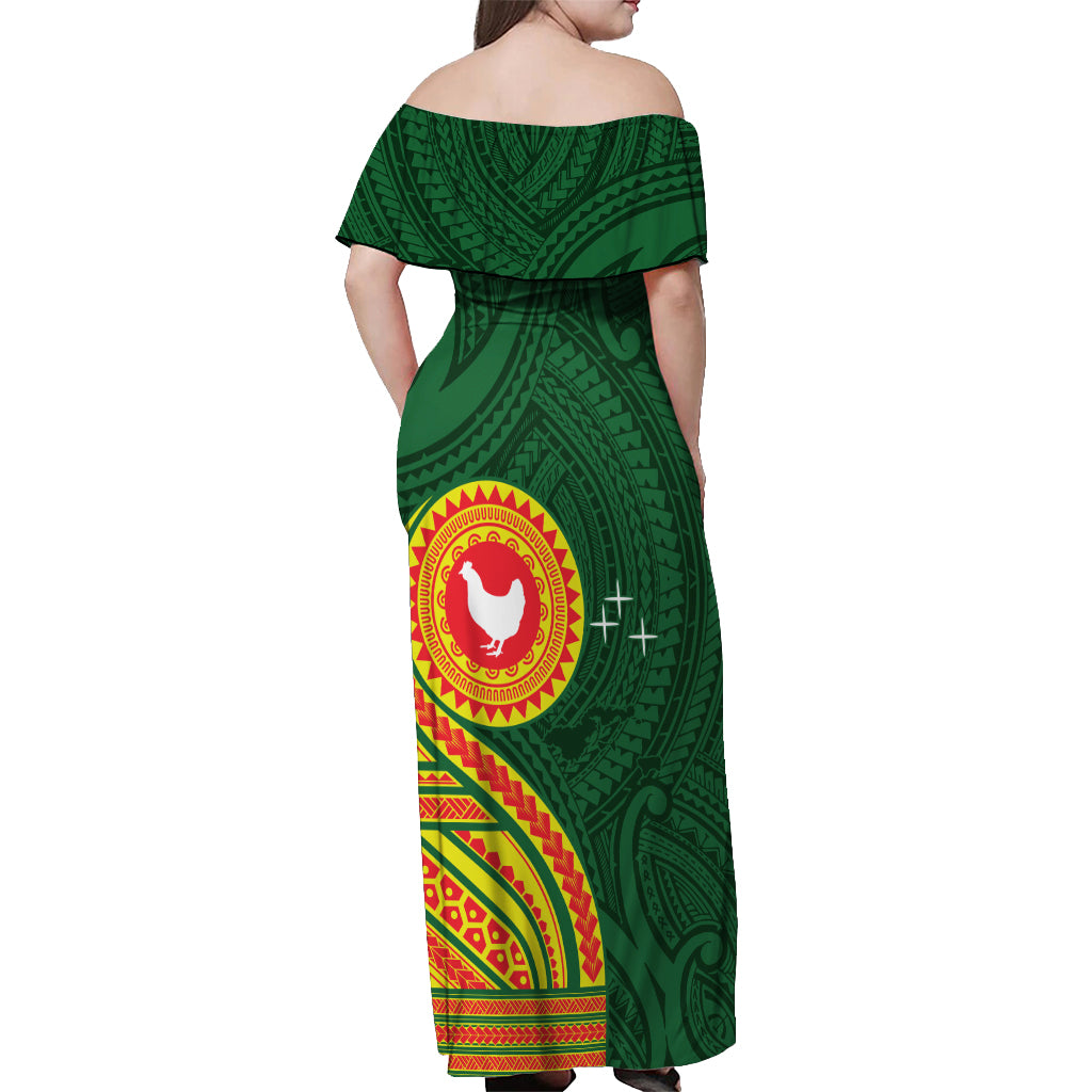Manu'a Cession Day Off Shoulder Maxi Dress Polynesian Pattern LT03 - Polynesian Pride