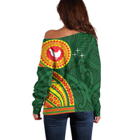 Manu'a Cession Day Off Shoulder Sweater Polynesian Pattern LT03 - Polynesian Pride