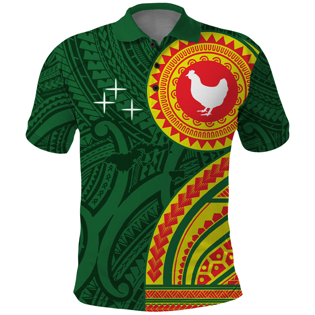 Manu'a Cession Day Polo Shirt Polynesian Pattern LT03 Green - Polynesian Pride