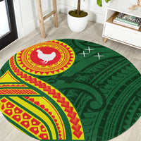Manu'a Cession Day Round Carpet Polynesian Pattern LT03 Green - Polynesian Pride