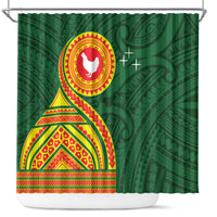 Manu'a Cession Day Shower Curtain Polynesian Pattern LT03 Green - Polynesian Pride