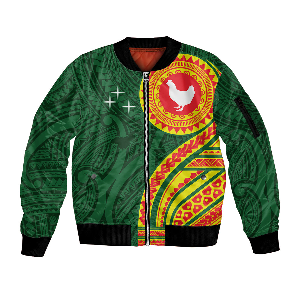 Manu'a Cession Day Sleeve Zip Bomber Jacket Polynesian Pattern LT03 Unisex Green - Polynesian Pride