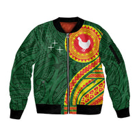 Manu'a Cession Day Sleeve Zip Bomber Jacket Polynesian Pattern LT03 Unisex Green - Polynesian Pride