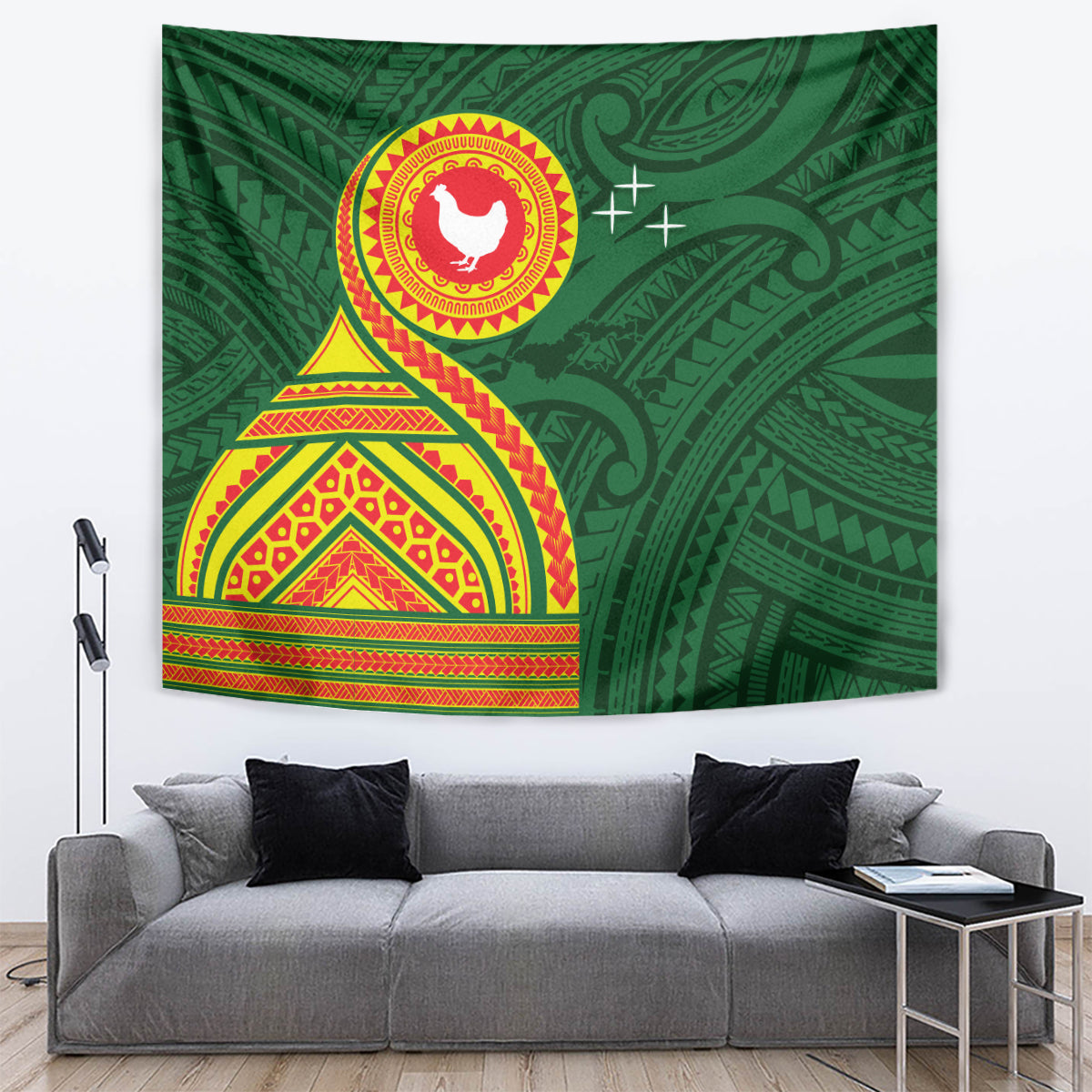 Manu'a Cession Day Tapestry Polynesian Pattern LT03 Green - Polynesian Pride