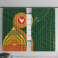 Manu'a Cession Day Window Curtain Polynesian Pattern LT03 With Hooks Green - Polynesian Pride