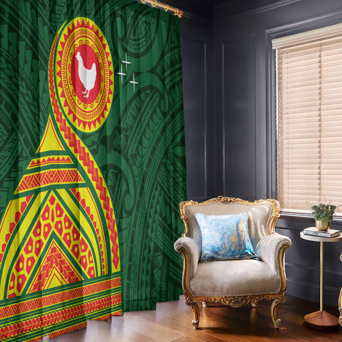 Manu'a Cession Day Window Curtain Polynesian Pattern LT03 - Polynesian Pride