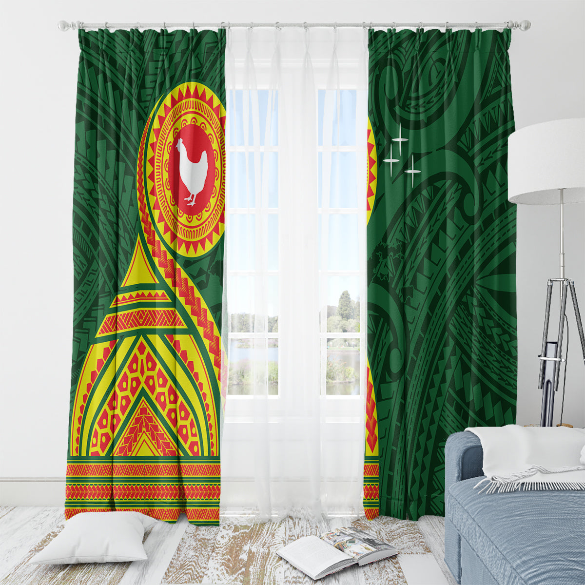 Manu'a Cession Day Window Curtain Polynesian Pattern LT03 - Polynesian Pride