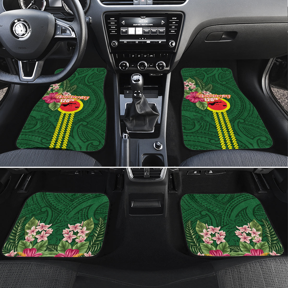 Manu'a Cession Day 120th Anniversary Car Mats Polynesian Pattern and Hibiscus Flower