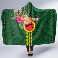 Manu'a Cession Day 120th Anniversary Hooded Blanket Polynesian Pattern and Hibiscus Flower LT03 - Polynesian Pride