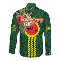 Manu'a Cession Day 120th Anniversary Long Sleeve Button Shirt Polynesian Pattern and Hibiscus Flower LT03 - Polynesian Pride