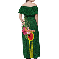 Manu'a Cession Day 120th Anniversary Off Shoulder Maxi Dress Polynesian Pattern and Hibiscus Flower LT03 - Polynesian Pride