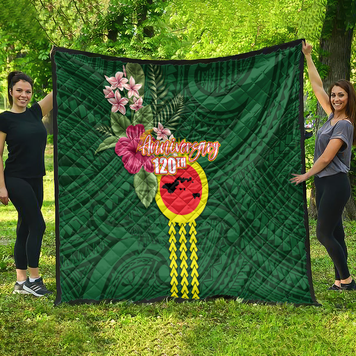 Manu'a Cession Day 120th Anniversary Quilt Polynesian Pattern and Hibiscus Flower LT03 - Polynesian Pride