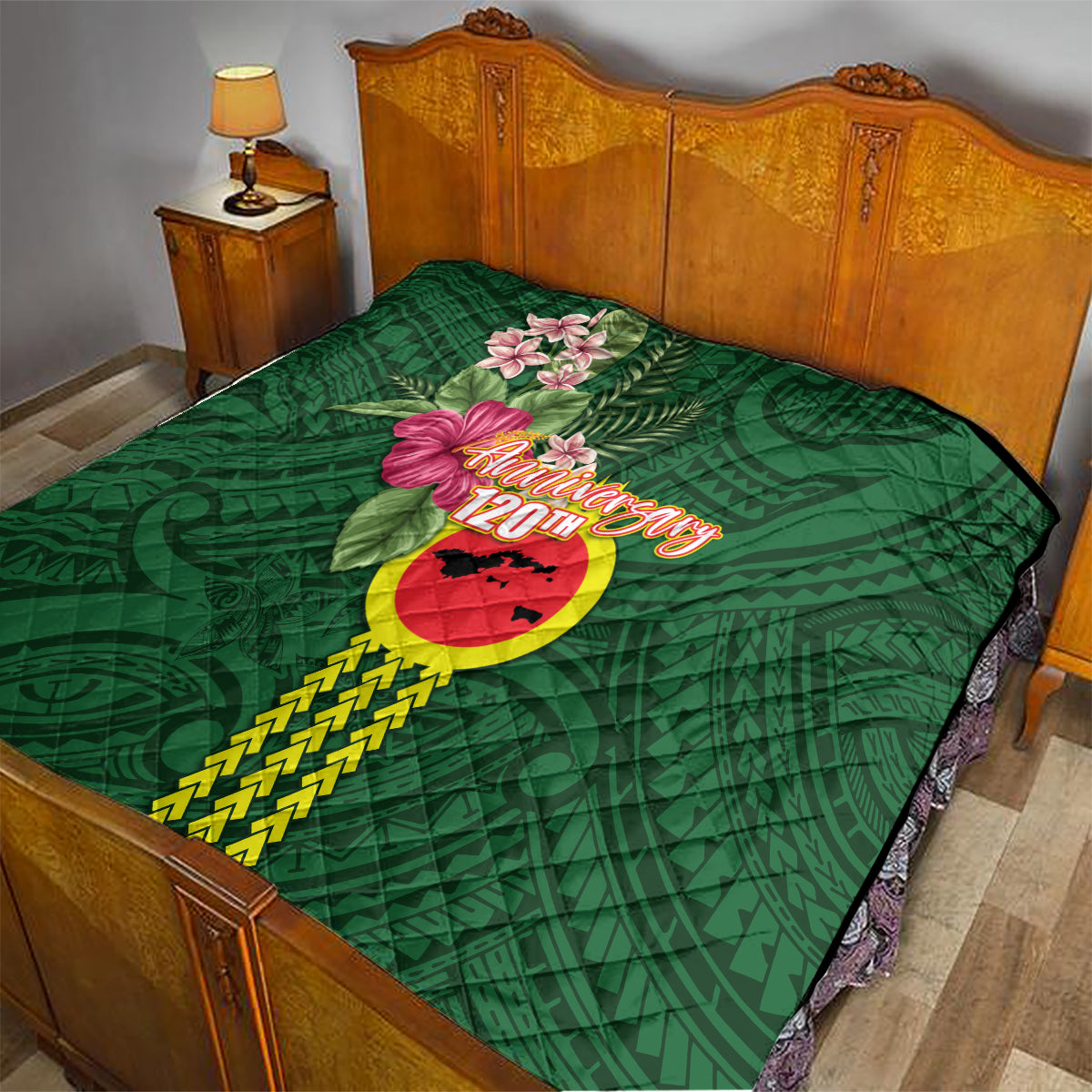 Manu'a Cession Day 120th Anniversary Quilt Polynesian Pattern and Hibiscus Flower LT03 - Polynesian Pride