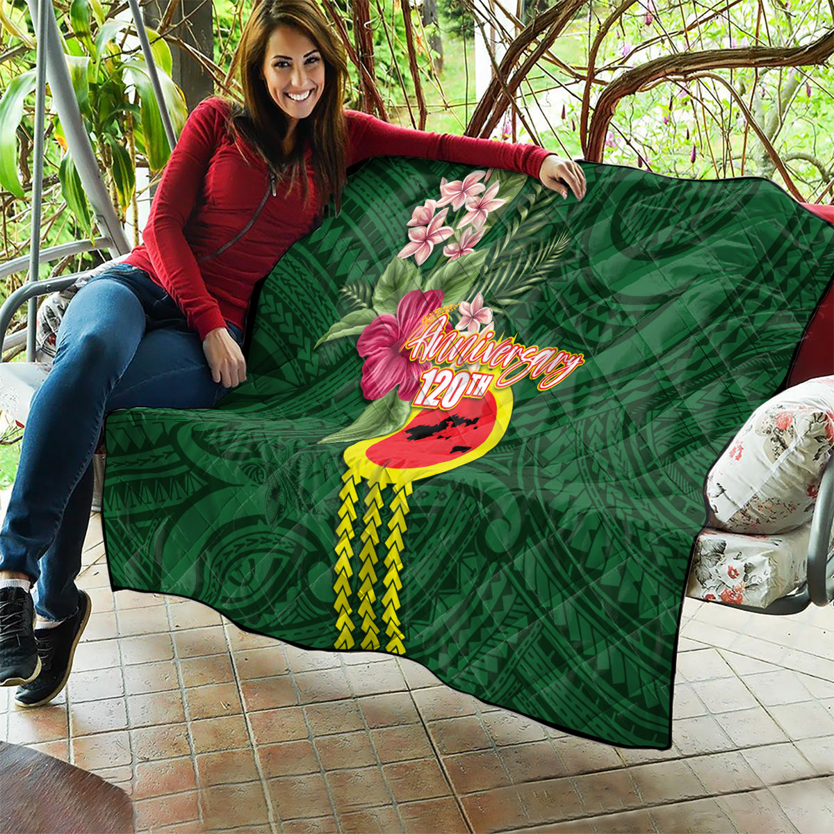 Manu'a Cession Day 120th Anniversary Quilt Polynesian Pattern and Hibiscus Flower LT03 - Polynesian Pride