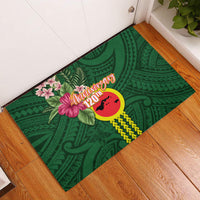 Manu'a Cession Day 120th Anniversary Rubber Doormat Polynesian Pattern and Hibiscus Flower LT03 Green - Polynesian Pride