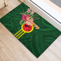 Manu'a Cession Day 120th Anniversary Rubber Doormat Polynesian Pattern and Hibiscus Flower LT03 - Polynesian Pride