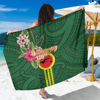 Manu'a Cession Day 120th Anniversary Sarong Polynesian Pattern and Hibiscus Flower LT03 One Size 44 x 66 inches Green - Polynesian Pride