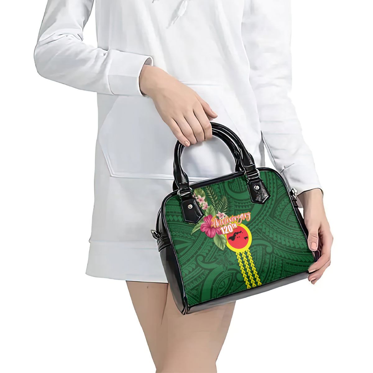 Manu'a Cession Day 120th Anniversary Shoulder Handbag Polynesian Pattern and Hibiscus Flower LT03 - Polynesian Pride