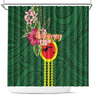 Manu'a Cession Day 120th Anniversary Shower Curtain Polynesian Pattern and Hibiscus Flower LT03 Green - Polynesian Pride