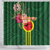 Manu'a Cession Day 120th Anniversary Shower Curtain Polynesian Pattern and Hibiscus Flower LT03 - Polynesian Pride